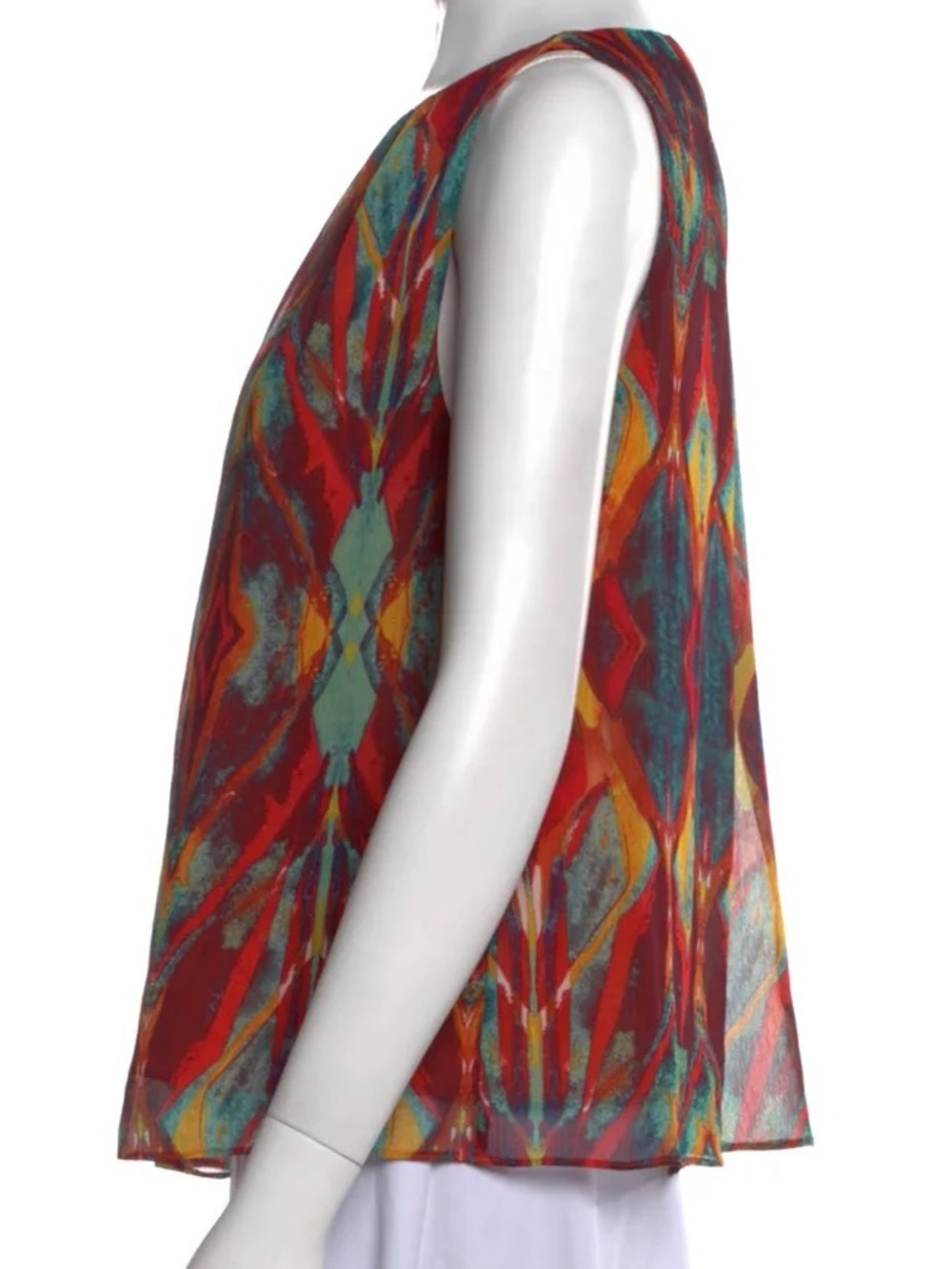 ALICE + OLIVIA Tribal Diamond Sleeveless Southwest Print Blouse - Picture 6 of 9